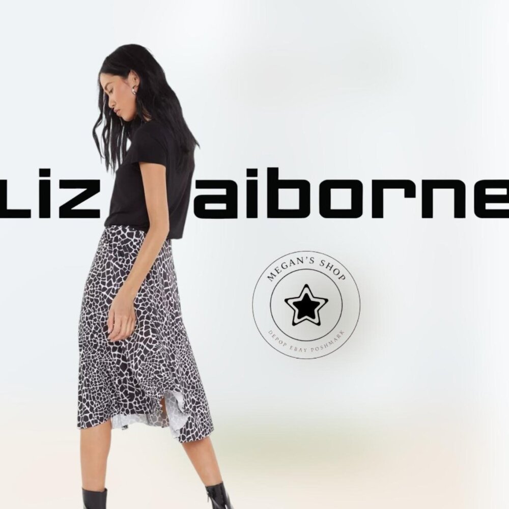Y2k 2000s Liz Claiborne midi ruffle A-line skirt giraffe print animal Women s 8